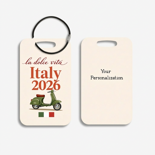 Italy 2026 Luggage Tag Green Scooter