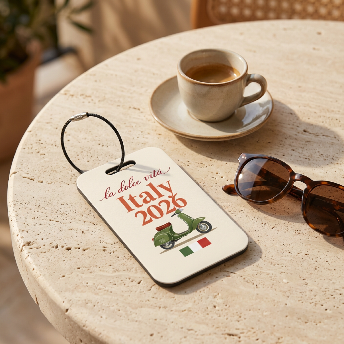 Italy 2026 Luggage Tag Green Scooter