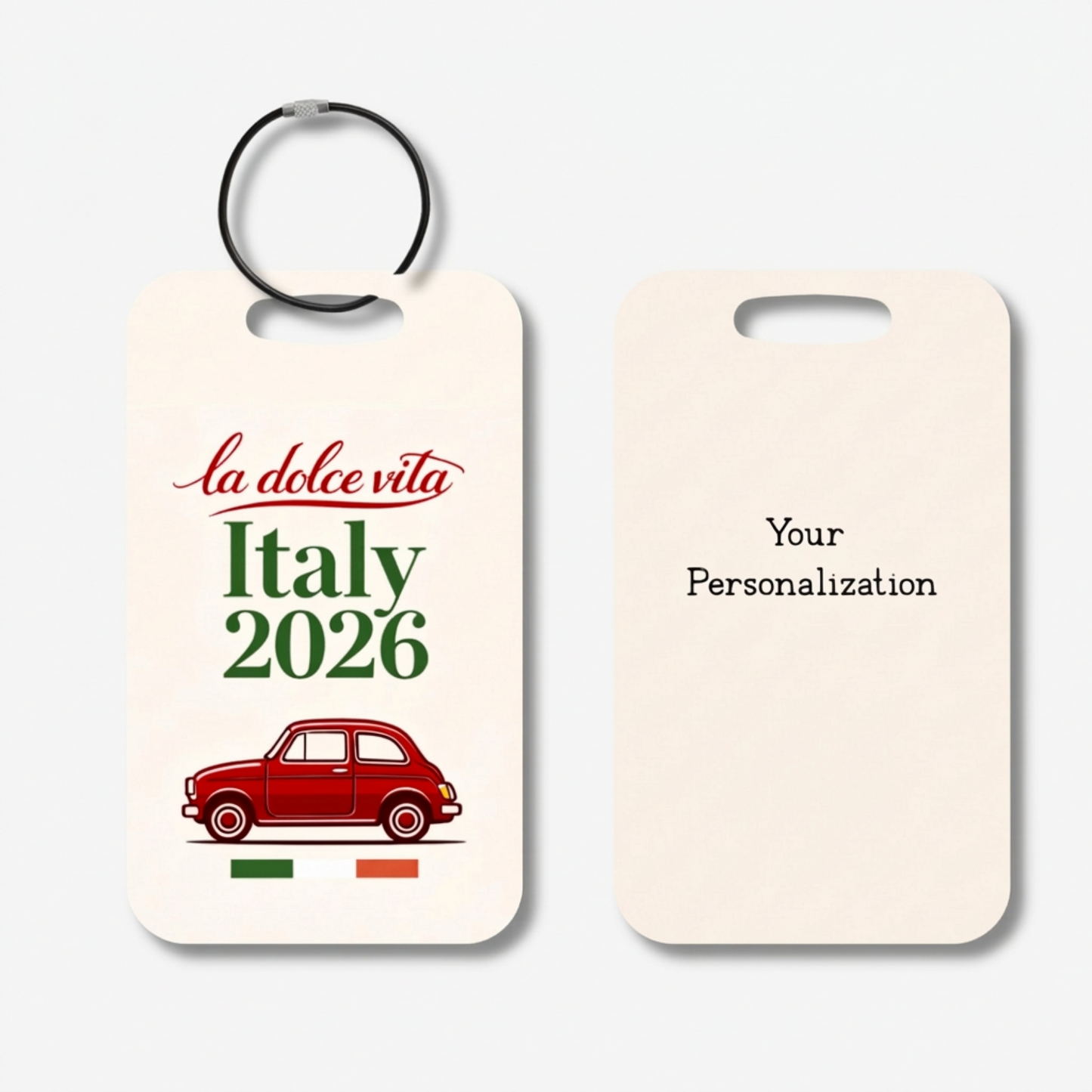 Italy 2026 Luggage Tag Red Car