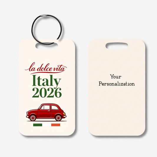 Italy 2026 Luggage Tag Red Car