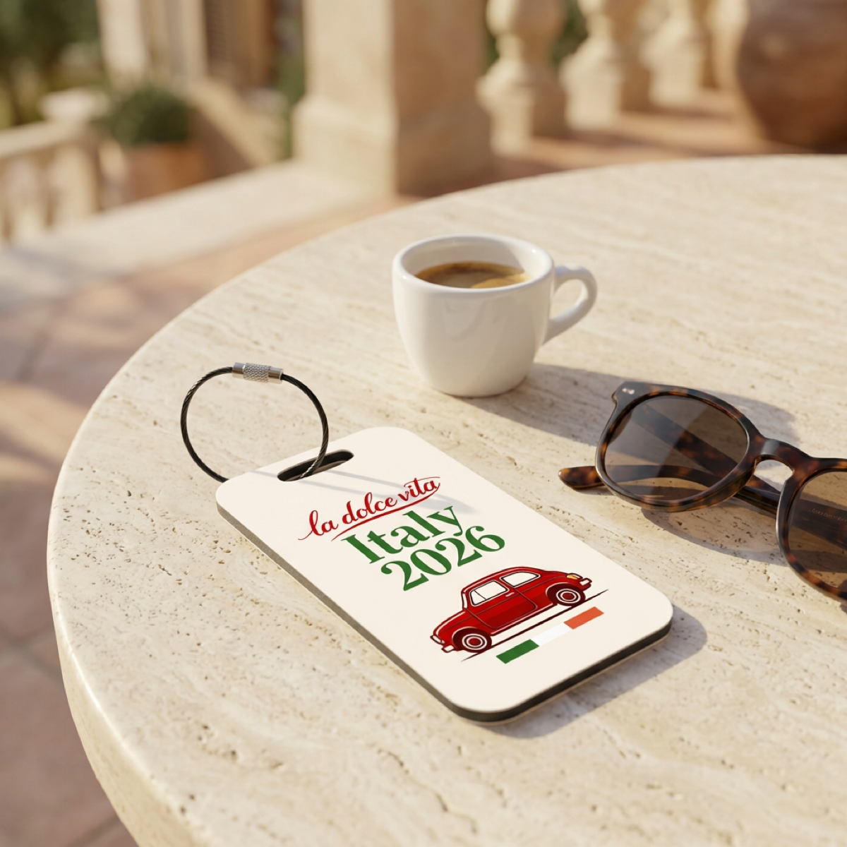 Italy 2026 Luggage Tag Red Car