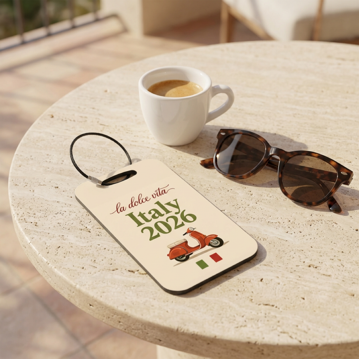 Italy 2026 Luggage Tag Red Scooter