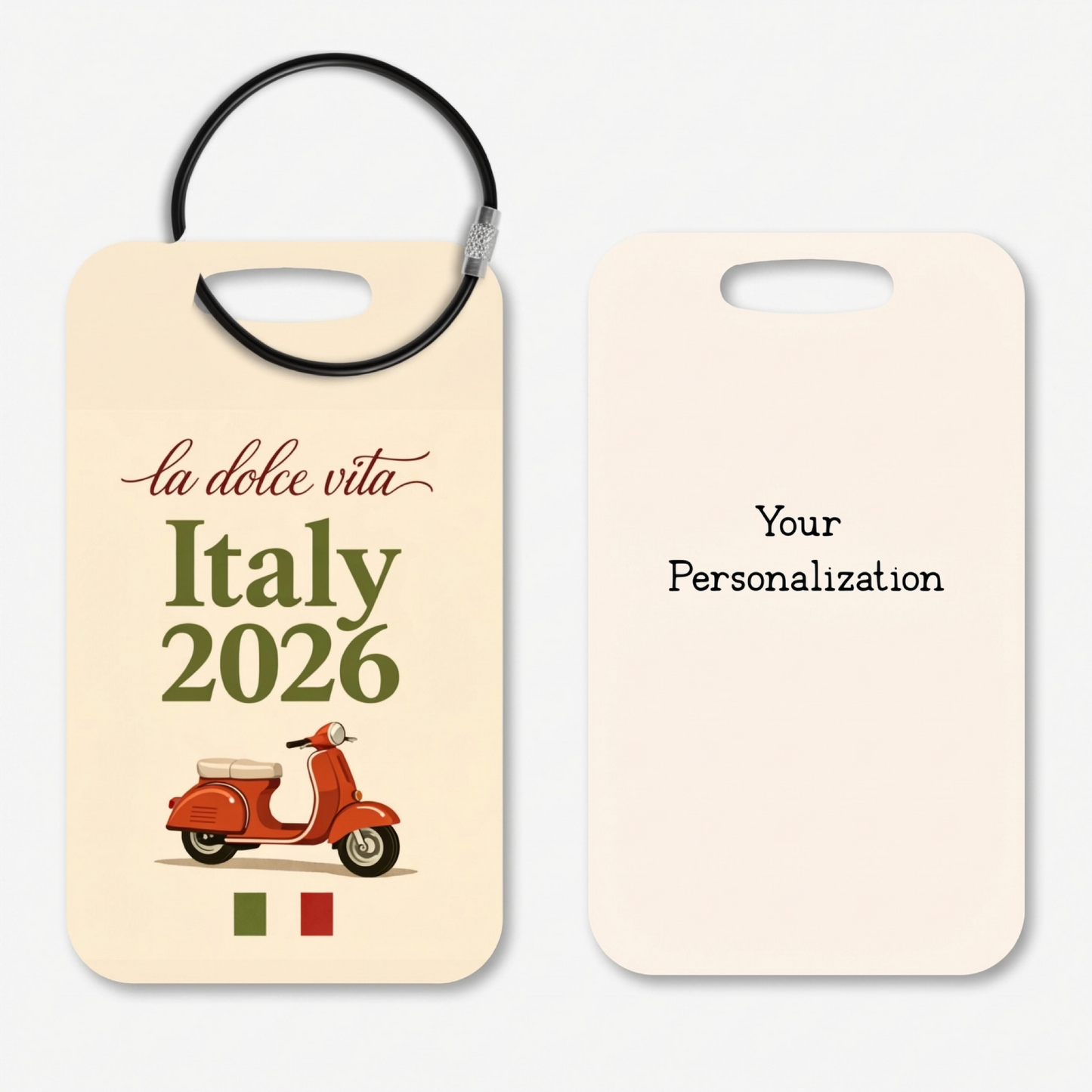 Italy 2026 Luggage Tag Red Scooter
