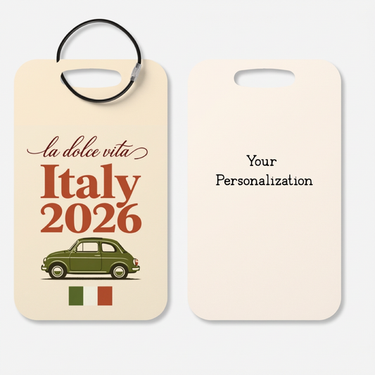Italy 2026 Luggage Tag Green Car