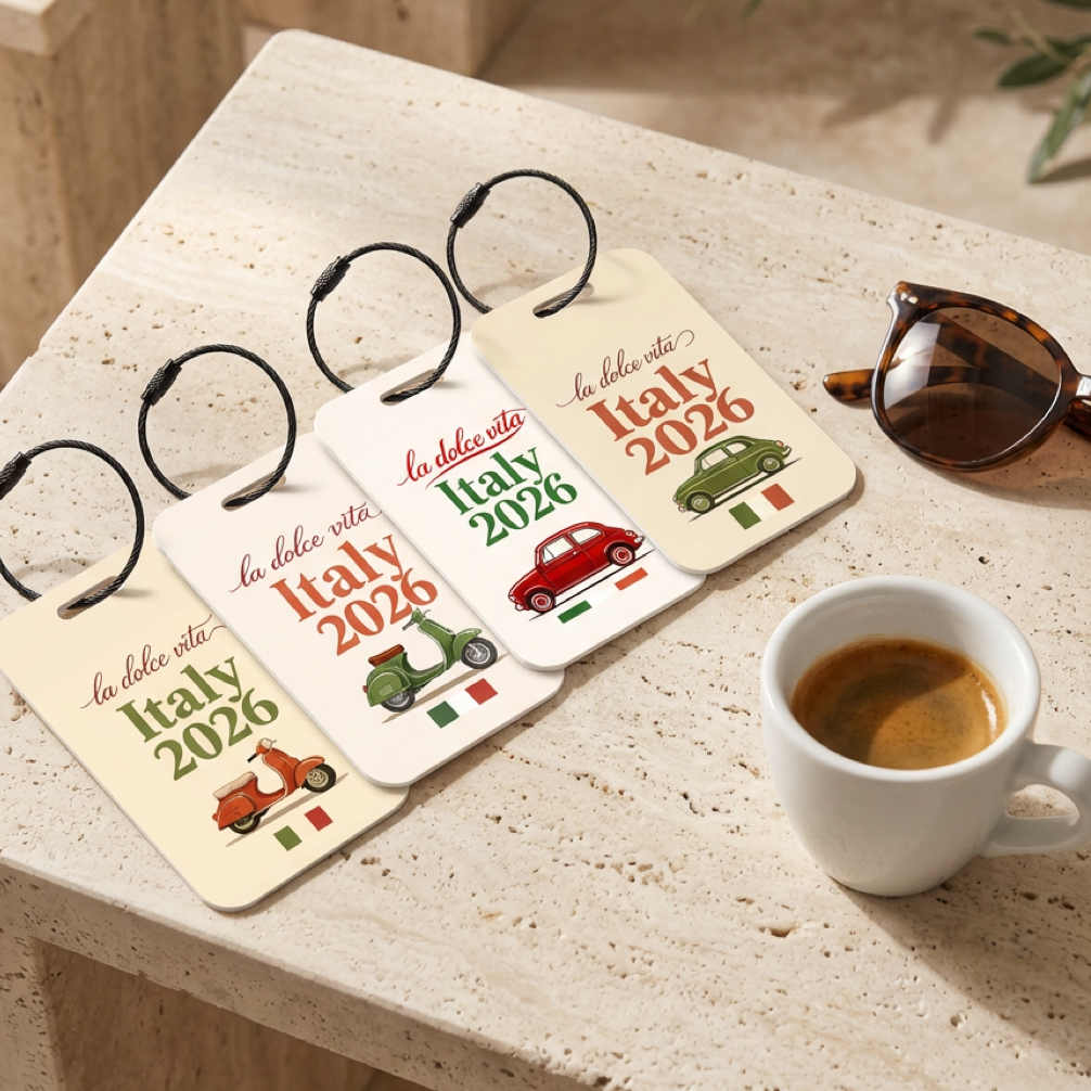 Italy 2026 Luggage Tag Green Scooter